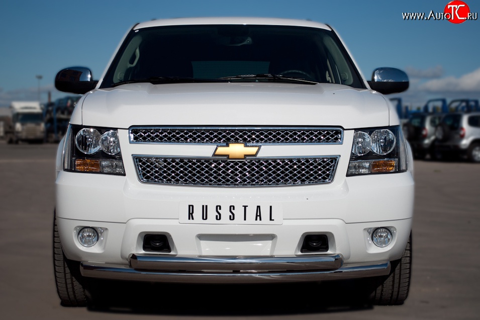 24 999 р. Защита переднего бампера (2 трубыØ76 мм, нержавейка) SLITKOFF Chevrolet Tahoe GMT900 5 дв. (2006-2013)  с доставкой в г. Керчь