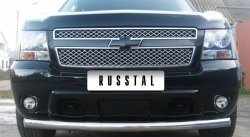 Одинарная защита переднего бампера диаметром 76 мм (дорестайлинг) SLITKOFF Chevrolet Tahoe  GMT900 (2006-2013) 5 дв.