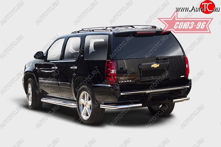 14 939 р. Защита заднего бампера из боковых уголков рестайлинг Souz-96 (d76) Chevrolet Tahoe GMT900 5 дв. (2006-2013)  с доставкой в г. Керчь