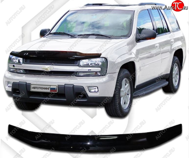 2 159 р. Дефлектор капота CA-Plastic  Chevrolet Trailblazer  GMT360 (2006-2012) рестайлинг (Classic черный, Без надписи)  с доставкой в г. Керчь