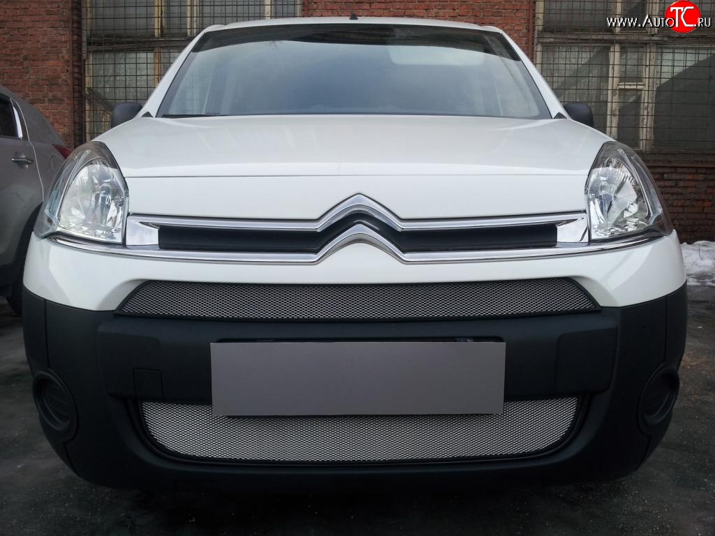 2 879 р. Сетка на бампер (рестайлинг) Russtal (хром) CITROEN Berlingo B9 дорестайлинг (2008-2016)  с доставкой в г. Керчь