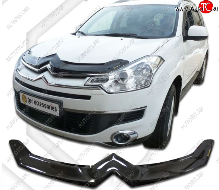 2 079 р. Дефлектор капота CA Plastic (черный)  CITROEN C-crosser (2007-2012) (Classic черный, Без надписи)  с доставкой в г. Керчь
