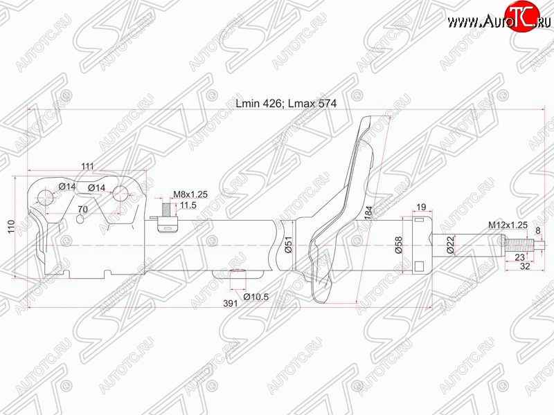 3 699 р. Правый амортизатор передний SAT Peugeot 4007 (2007-2012)  с доставкой в г. Керчь