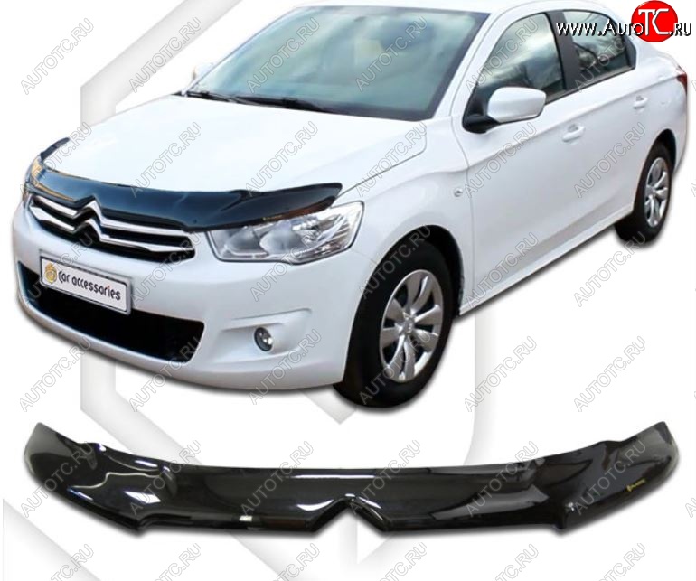 2 399 р. Дефлектор капота CA-Plastiс exclusive  CITROEN C-elysee  дорестайлинг (2012-2017) (Classic черный , Без надписи)  с доставкой в г. Керчь