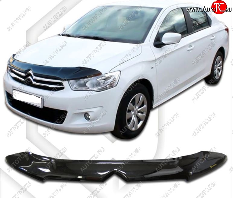 2 079 р. Дефлектор капота CA-Plastic  CITROEN C-elysee  дорестайлинг (2012-2017) (Classic черный, Без надписи)  с доставкой в г. Керчь