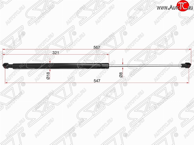 729 р. Упор крышки багажника SAT (газовый)  CITROEN C3 Picasso  дорестайлинг (2008-2012)  с доставкой в г. Керчь