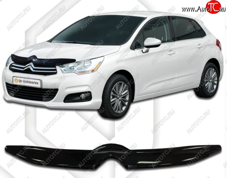 1 899 р. Дефлектор капота CA-Plastic  CITROEN C4  B7 (2011-2018) хэтчбэк 5 дв. (Classic черный, Без надписи)  с доставкой в г. Керчь