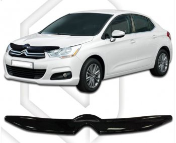 1 899 р. Дефлектор капота CA-Plastic  CITROEN C4  B7 (2011-2018) хэтчбэк 5 дв. (Classic черный, Без надписи)  с доставкой в г. Керчь. Увеличить фотографию 2