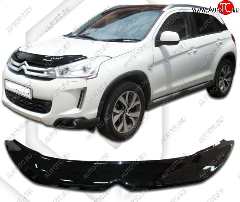 2 079 р. Дефлектор капота CA-Plastiс CITROEN C4 aircross (2012-2017) (Classic черный, Без надписи)  с доставкой в г. Керчь