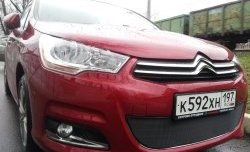 1 469 р. Сетка на бампер (хетчбек) Russtal (черная) CITROEN C4 B7 хэтчбэк 5 дв. (2011-2018)  с доставкой в г. Керчь. Увеличить фотографию 2