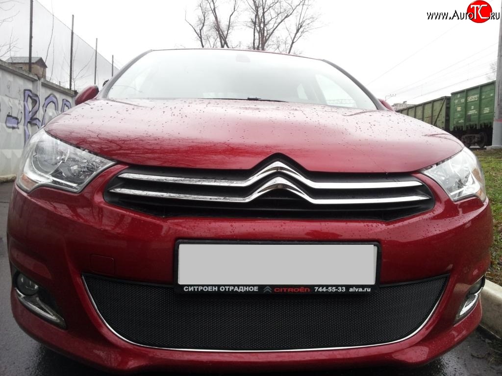 1 469 р. Сетка на бампер (хетчбек) Russtal (черная) CITROEN C4 B7 хэтчбэк 5 дв. (2011-2018)  с доставкой в г. Керчь