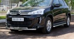 18 949 р. Защита переднего бампера (2 трубыØ63 и 42 мм, нержавейка) SLITKOFF CITROEN C4 aircross (2012-2017)  с доставкой в г. Керчь. Увеличить фотографию 2