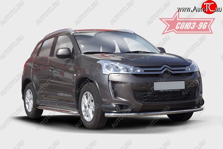 17 639 р. Защита переднего бампера одинарная Souz-96 Premium (d60) CITROEN C4 aircross (2012-2017)  с доставкой в г. Керчь