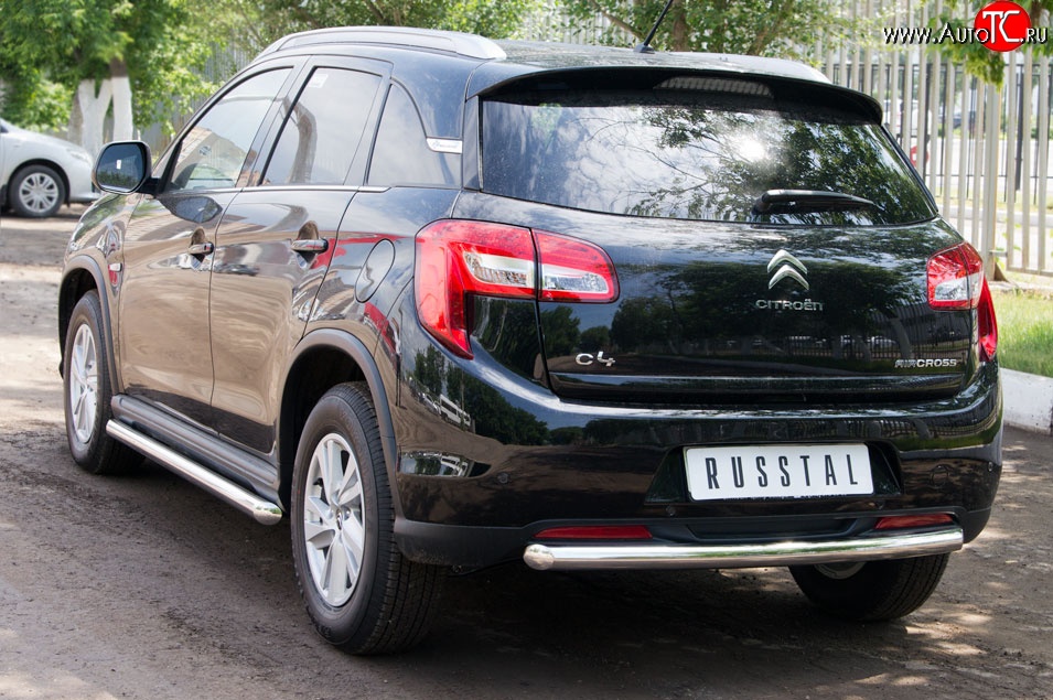 14 799 р. Одинарная защита заднего бампера из трубы диаметром 63 мм SLITKOFF  CITROEN C4 aircross (2012-2017)  с доставкой в г. Керчь