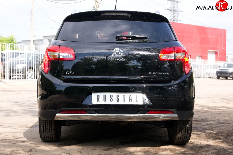 12 999 р. Защита заднего бампера (Ø75x42 мм, нержавейка) Russtal CITROEN C4 aircross (2012-2017)  с доставкой в г. Керчь