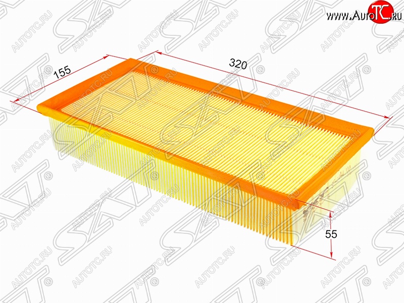 299 р. Фильтр воздушный двигателя SAT (320х155х55 mm)  CITROEN C5 ( X40,DC,  X40,DE) (2000-2004), Peugeot 406 ( 8B,  8E,F) (1995-2004)  с доставкой в г. Керчь