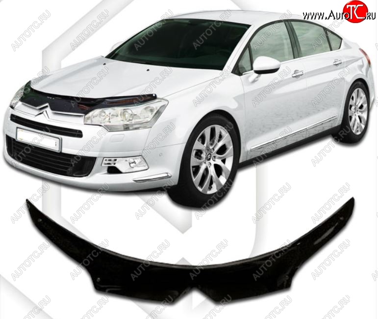 2 199 р. Дефлектор капота CA-Plastic exclusive  CITROEN C5 ( RD,  RW) (2008-2017) дорестайлинг, седан, доресталийнг, универсал (Classic черный, Без надписи)  с доставкой в г. Керчь