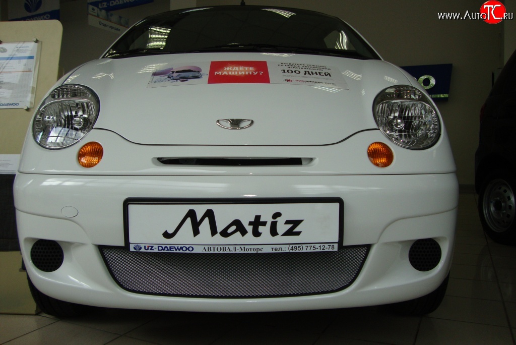 1 539 р. Сетка на бампер (рестайлинг) Russtal (хром) Daewoo Matiz M100 дорестайлинг (1998-2000)  с доставкой в г. Керчь