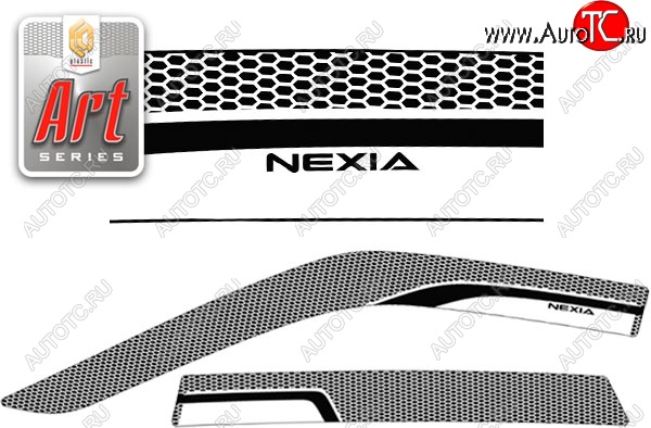 2 199 р. Дефлектора окон CA-Plastiс  Daewoo Nexia  рестайлинг (2008-2015) (Серия Art черная, Без хром.молдинга)  с доставкой в г. Керчь