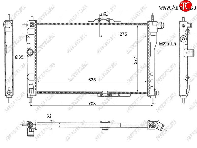 3 579 р. Радиатор двигателя SAT (трубчатый, МКПП, C18LE, G15MF, G16MF, A15MF) Daewoo Nexia дорестайлинг (1995-2008)  с доставкой в г. Керчь