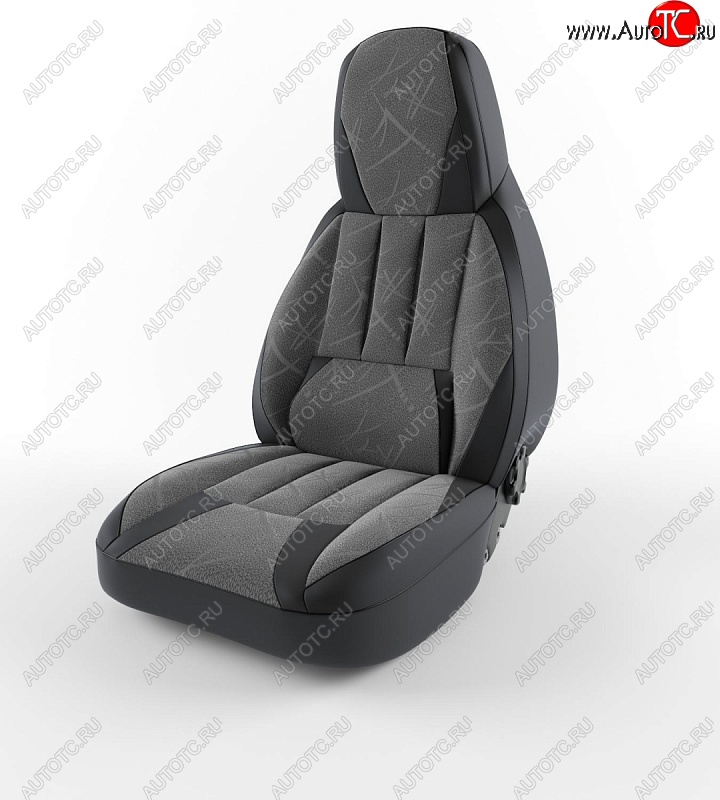 6 449 р. Чехлы для сидений Lord Autofashion Форсаж (экокожа)  Daewoo Nexia  рестайлинг (2008-2015) (Черный, вставка флок Серый флеш)  с доставкой в г. Керчь
