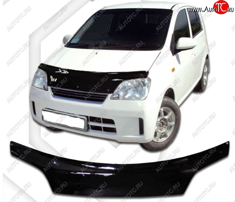 2 159 р. Дефлектор капота (кузов L250S, L250V, L260S) CA-Plastic  Daihatsu Mira (2003-2007) (Classic черный, Без надписи)  с доставкой в г. Керчь