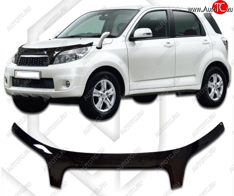 3 699 р. Дефлектор капота CA-Plastiс exclusive Daihatsu Terios J200 дорестайлинг (2006-2009) (Classic черный, Без надписи)  с доставкой в г. Керчь