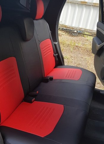 Чехлы для сидений Lord Autofashion Турин (экокожа, раздельная спинка) Datsun mi-DO - on-DO (Чёрный, вставка красная)