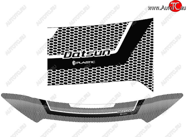 2 299 р. Дефлектор капота CA-Plastiс  Datsun on-DO (2014-2019) седан дорестайлинг (Серия Art белая)  с доставкой в г. Керчь