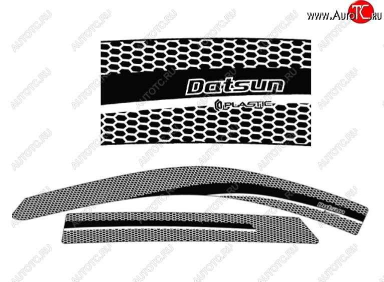 2 159 р. Дефлектора окон CA-Plastic  Datsun on-DO (2014-2021) седан дорестайлинг, седан рестайлинг (Серия Art серебро, Без хром.молдинга)  с доставкой в г. Керчь