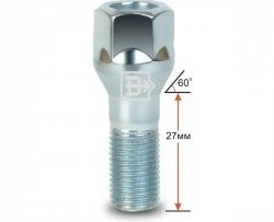 Колёсный болт длиной 27 мм Вектор M12 1.25 27 под гаечный ключ 
