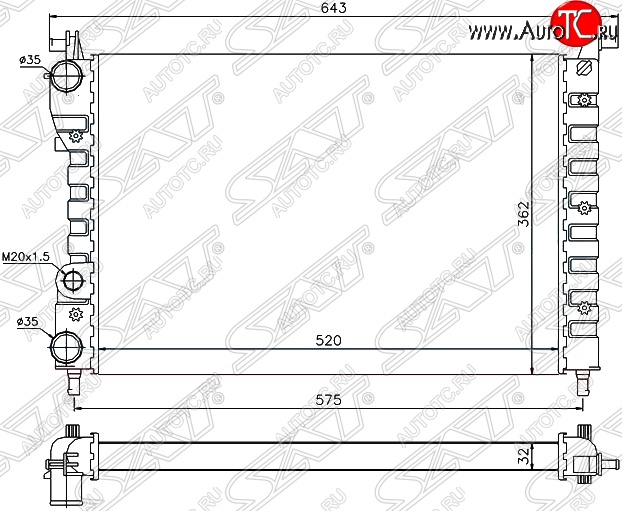 6 449 р. Радиатор двигателя SAT (пластинчатый, МКПП) Fiat Palio 178 хэтчбэк 5 дв. дорестайлинг (1996-2003)  с доставкой в г. Керчь