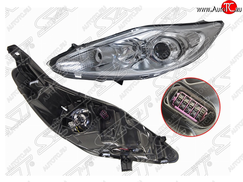 10 999 р. Левая фара (хром, с корректором) SAT  Ford Fiesta  6 (2008-2013) хэтчбэк 3 дв. дорестайлинг, хэтчбэк 5 дв. дорестайлинг  с доставкой в г. Керчь
