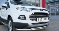 Защита переднего бампера (2 трубыØ63 и 42 мм, нержавейка) SLITKOFF Ford EcoSport (2013-2019) дорестайлинг