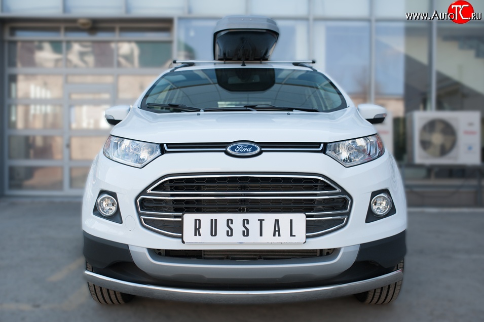 13 749 р. Защита переднего бампера (Ø75х42 мм, нержавейка) Russtal Ford EcoSport дорестайлинг (2013-2019)  с доставкой в г. Керчь
