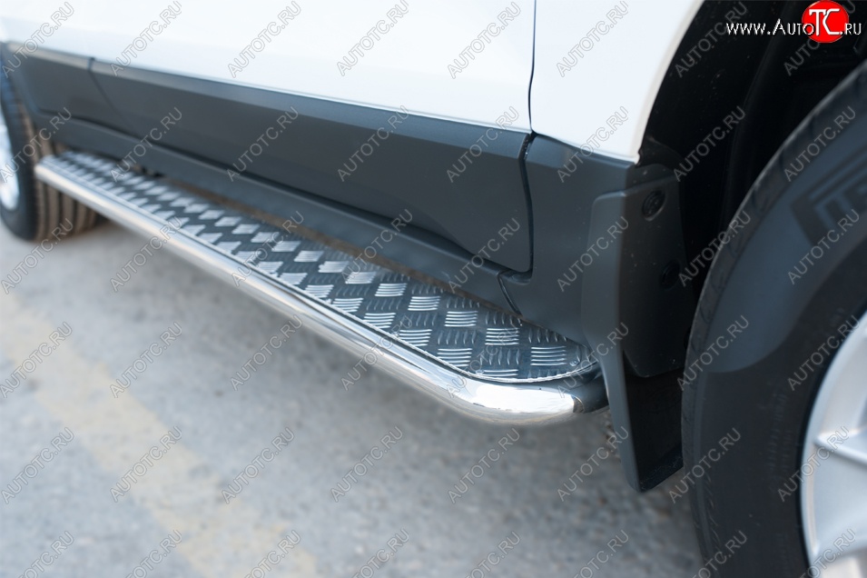 22 999 р. Широкая защита порогов с трубой d42 мм SLITKOFF v2 Ford EcoSport дорестайлинг (2013-2019)  с доставкой в г. Керчь