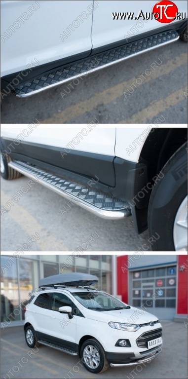 35 549 р. Широкая защита порогов с трубой d42 мм SLITKOFF v3 Ford EcoSport дорестайлинг (2013-2019)  с доставкой в г. Керчь