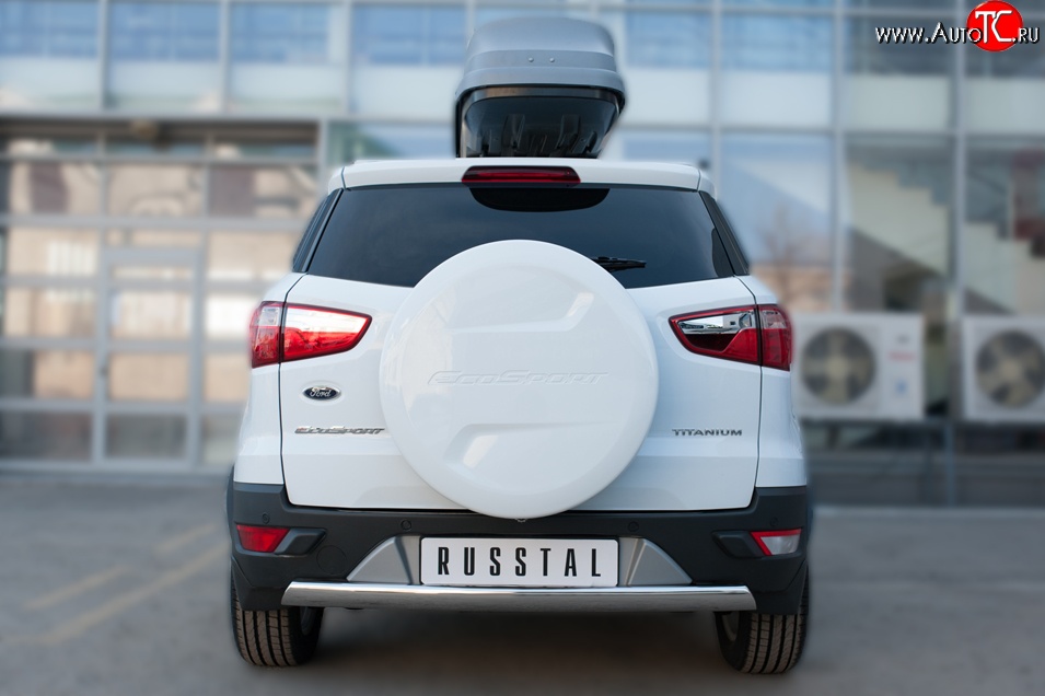 12 999 р. Защита заднего бампера (Ø75x42 мм, нержавейка) Russtal Ford EcoSport дорестайлинг (2013-2019)  с доставкой в г. Керчь