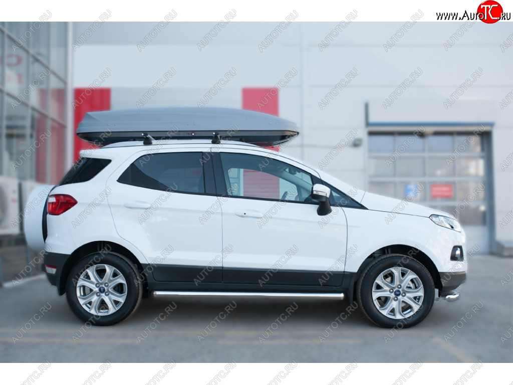 19 999 р. Защита порогов (труба D63 мм) SLITKOFF  Ford EcoSport (2013-2019) дорестайлинг (Защита порогов со срезом 45°)  с доставкой в г. Керчь