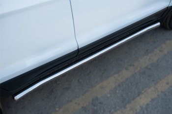 Защита порогов (труба D63 мм) SLITKOFF Ford EcoSport (2013-2019) дорестайлинг (Защита порогов с закругленными торцами (вариант 3))