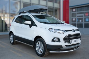 9 999 р. Защита порогов (труба D63 мм) SLITKOFF Ford EcoSport дорестайлинг (2013-2019) (Защита порогов с закругленными торцами (вариант 3))  с доставкой в г. Керчь. Увеличить фотографию 3