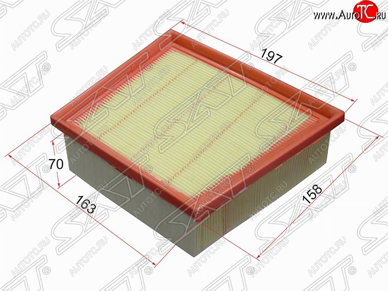 299 р. Фильтр воздушный двигателя SAT (197/163х158х70 mm)  Ford EcoSport ( B515) (2013-2019), Ford Fiesta  6 (2008-2019), Ford Fusion ( 2) (2013-2020), Mazda Demio  3 DE (2007-2014)  с доставкой в г. Керчь