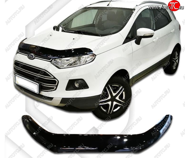 2 159 р. Дефлектор капота CA-Plastic Ford EcoSport B515 рестайлинг (2017-2019) (Classic черный, Без надписи)  с доставкой в г. Керчь