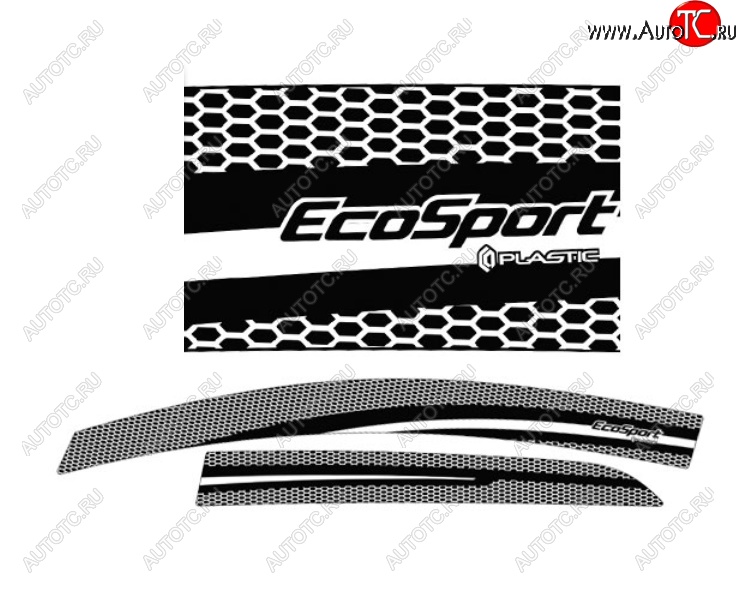 2 159 р. Дефлектора окон CA-Plastic  Ford EcoSport  B515 (2017-2019) рестайлинг (Серия Art серебро)  с доставкой в г. Керчь