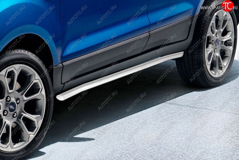 10 649 р. Защита порогов Slitkoff (d57 мм) Ford EcoSport B515 рестайлинг (2017-2019) (Сталь с полимерным покрытием. Цвет: серебристый)  с доставкой в г. Керчь