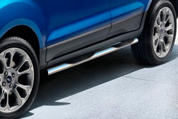 Защита порогов Slitkoff (d76 мм, с проступями) Ford EcoSport  B515 (2017-2019) рестайлинг