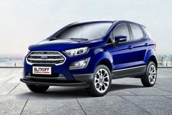 12 649 р. Защита заднего бампера Slitkoff (d57 мм)  Ford EcoSport  B515 (2017-2019) рестайлинг (Нержавейка, Полированная)  с доставкой в г. Керчь. Увеличить фотографию 2