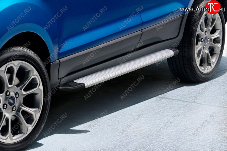 13 099 р. Пороги алюминиевые Optima Silver 1600 серебристые на  Ford EcoSport  B515 (2017-2019) рестайлинг (Optima Silver)  с доставкой в г. Керчь