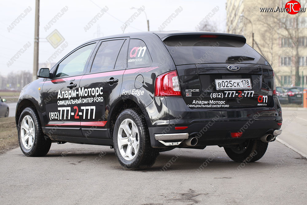 4 769 р. Защита заднего бампера уголки Souz-96 (нержавеющая сталь 60мм) Ford Edge U387 рестайлинг (2011-2015)  с доставкой в г. Керчь
