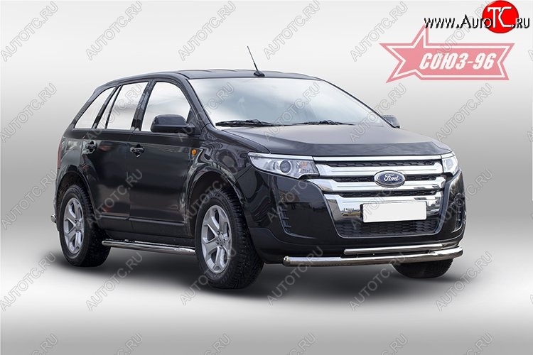 30 329 р. Защита переднего бампера двойная Souz-96 (d76/42) Ford Edge CD539 дорестайлинг (2015-2018)  с доставкой в г. Керчь